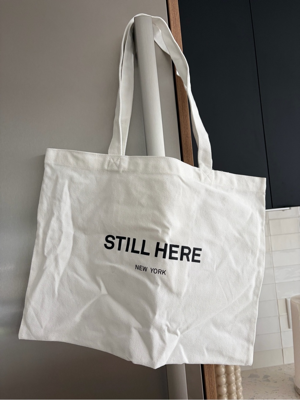 STILL HERE New York White Canvas Tote Bag